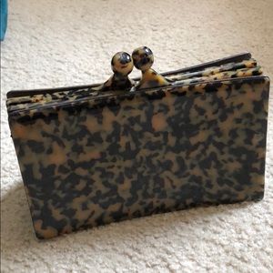 Tory Burch Tortoise French Resin & Leather Clutch